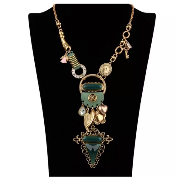 Art Deco Tribal Charm Statement Necklace - Picture 4 of 7
